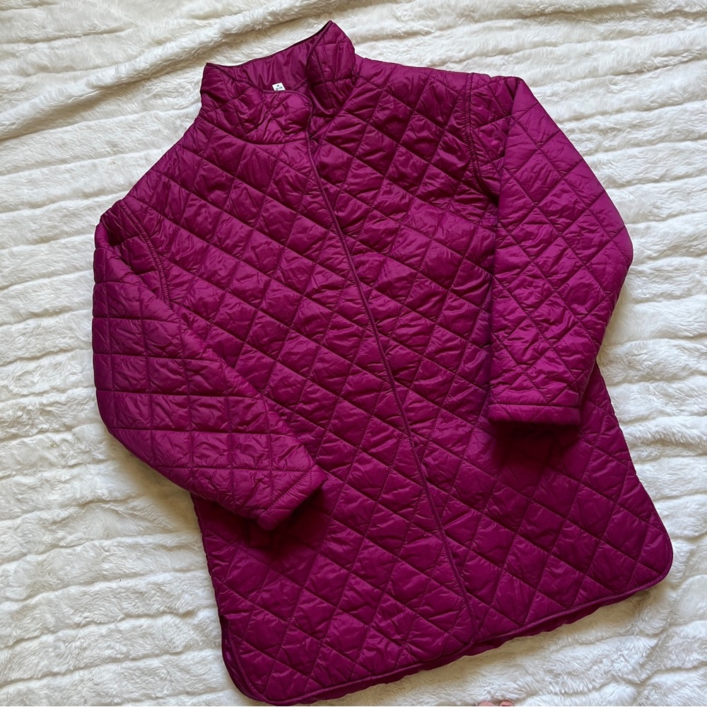 Bright pink quilted Shacket barn jacket chore coat magenta fuchsia